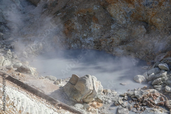 Obraz 湯気が上がる源泉