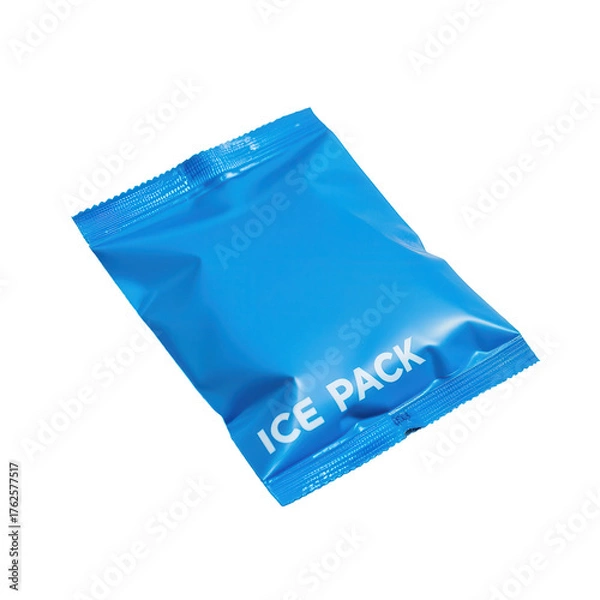 Fototapeta Bright Blue Ice Pack in a Sealed Plastic Wrapper for Cooling Relief