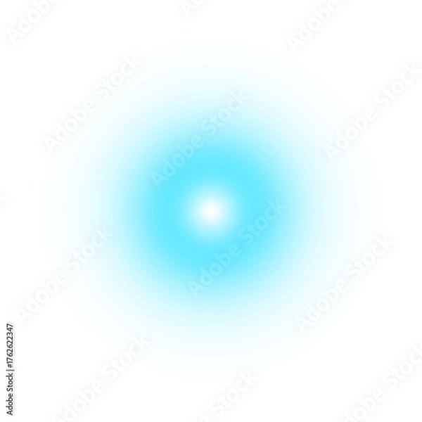 Fototapeta Bright Cyan Blue Light Flare or Lens Flare Effect with White Center and Soft Glow (PNG)
