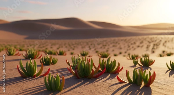Obraz Desert Succulents Thriving in Arid Landscape.