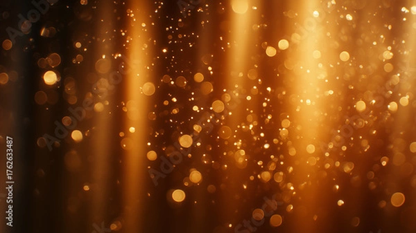 Obraz 輝くゴールデンパーティー：光の粒子の抽象背景