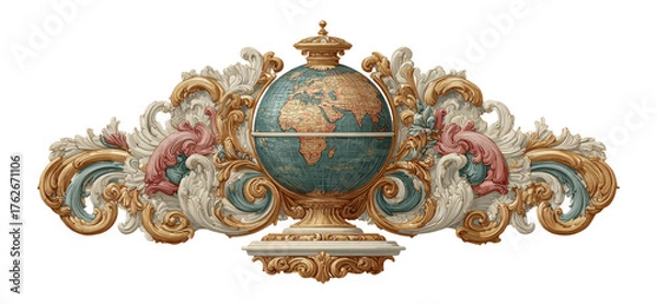 Fototapeta Ornate Vintage Globe Design with Decorative Elements and Elegant Style