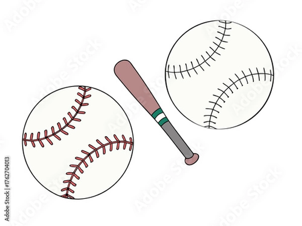 Obraz A baseball bat and ball isolated on a white background