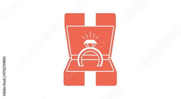 Obraz Open ring box with diamond inside a striking white silhouette