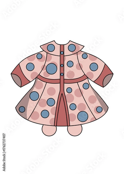 Obraz Cute Baby Dress or Coat Vector Illustration with Polka Dot Pattern