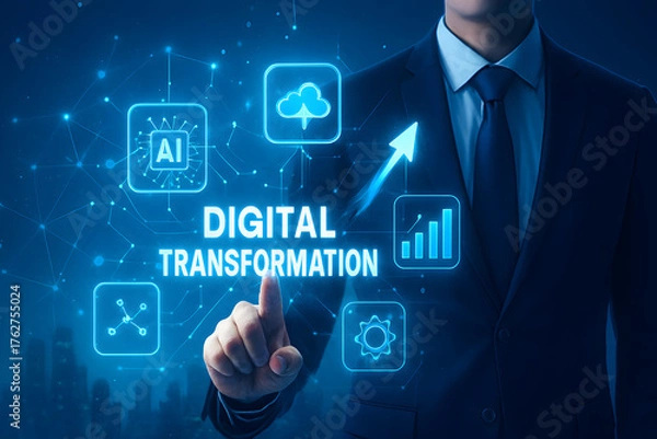 Fototapeta Digital Transformation and Innovation Technology Concept with Holographic Interface