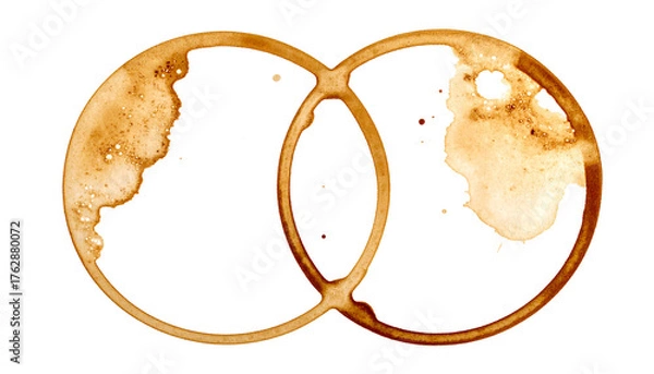 Fototapeta Coffee stain rings, interlocking forms