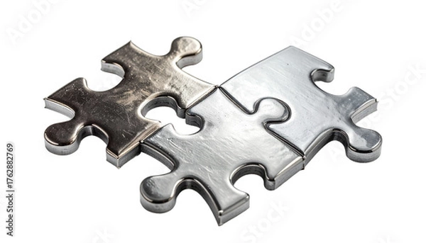 Obraz Three interlocking metal puzzle pieces