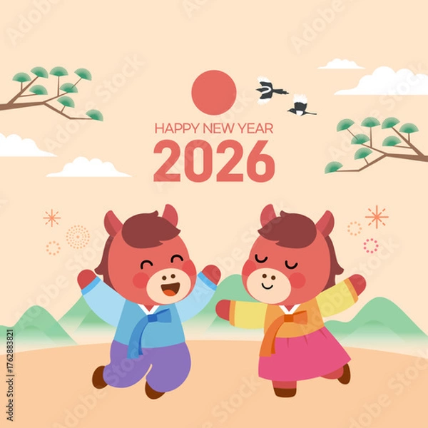 Obraz 병오년 2026 말캐릭터 새해인사