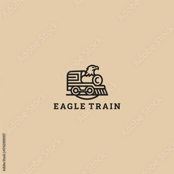 Fototapeta Eagle train logo template vector illustration design