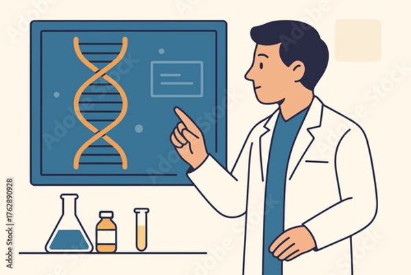 Obraz Scientist Analyzing DNA Sequence in Laboratory