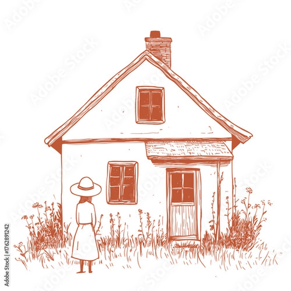 Fototapeta clean line art vector concept of casual wear in a minimalist modern home