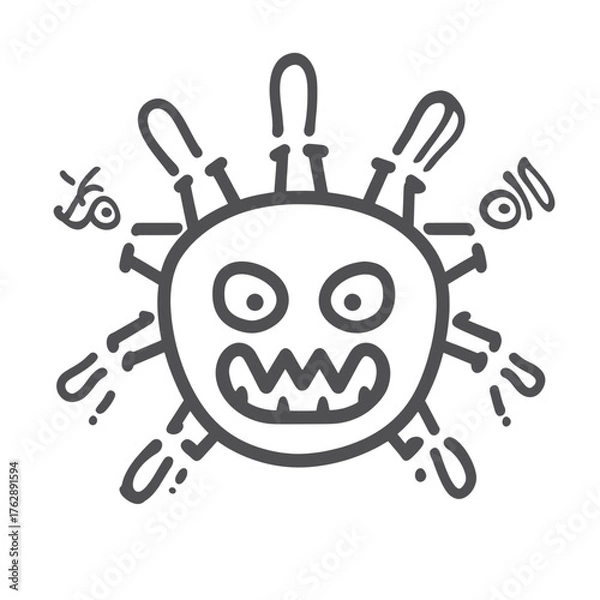 Fototapeta cute character doodle illustration of malware alert notification