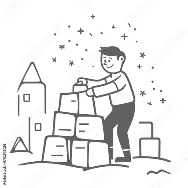 Fototapeta modern design illustration of winter ice carving competitions