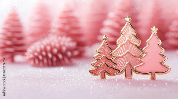 Obraz Christmas tree in snow. Christmas tree decoration