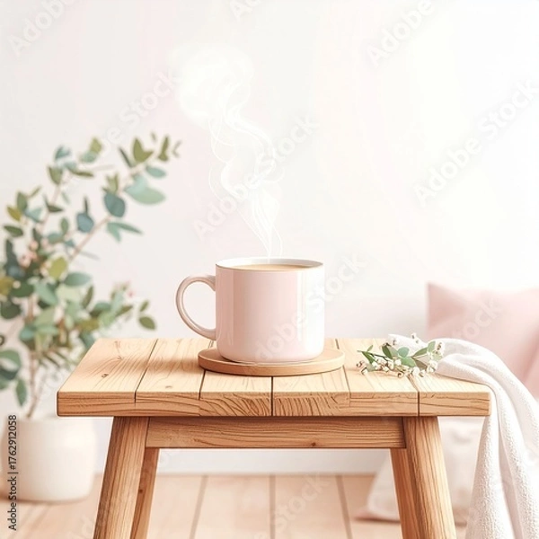 Obraz 따뜻한커피컵_겨울음료_집콕분위기