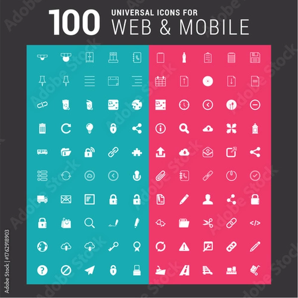 Obraz 100 universal icon set for web and mobile