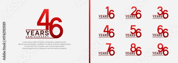 Obraz set of anniversary logo style. vector design red color for celebration
