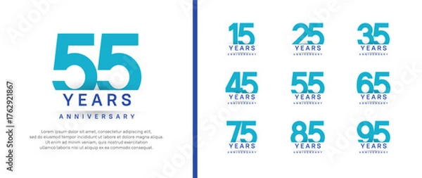 Obraz set of anniversary logo style. vector design blue color for celebration