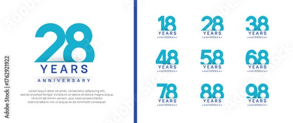 Obraz set of anniversary logo style. vector design blue color for celebration