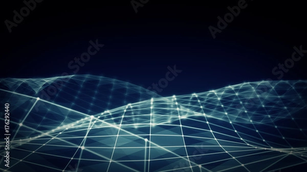 Fototapeta Abstract polygonal space low poly dark background with connecting dots and lines. Connection structure. Science. Futuristic polygonal background. Triangular. Wallpaper. Business 3d illustration