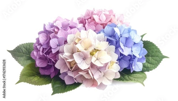 Fototapeta Pastel hydrangea bouquet, vibrant colors