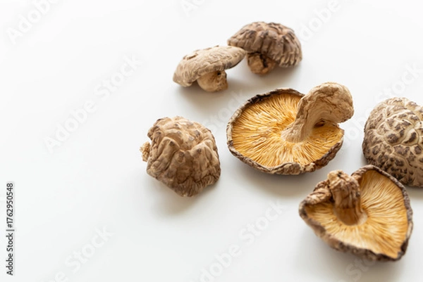 Fototapeta 干し椎茸　乾燥椎茸　白背景