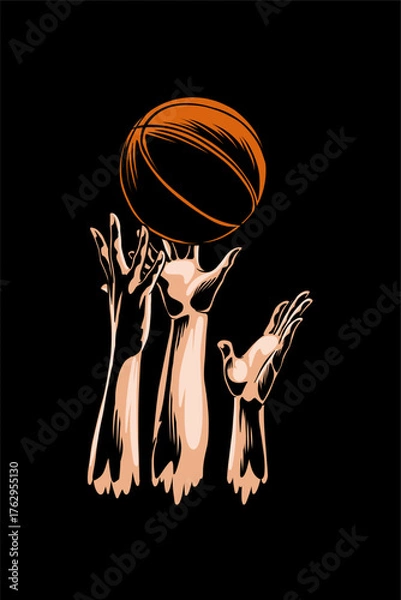 Obraz illustration of hands fighting for a basketball