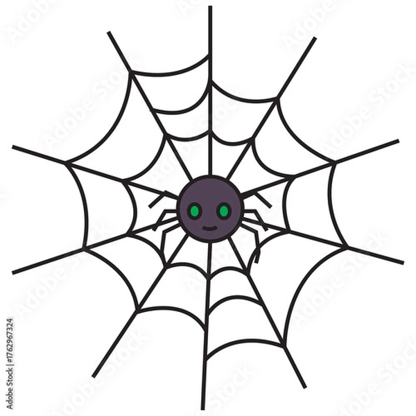 Obraz Spider Web Illustration For Halloween In Cartoon Style