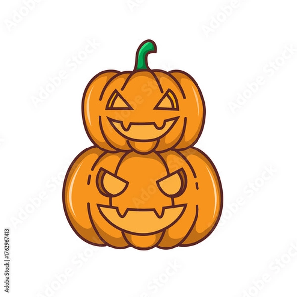 Obraz Halloween Pumpkin In Cartoon Style