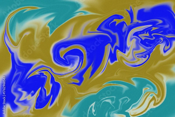 Fototapeta Abstract Fluid Art with Dynamic Swirls of Teal Blue and Gold for Modern Designs Backgrounds and Creative Projects