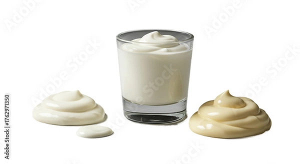 Obraz Creamy Yogurt And Cream Swirls In Glass Neutral Background Soft Light