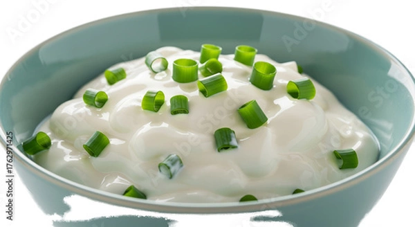 Obraz Creamy Yogurt Bowl With Fresh Green Chives Topping