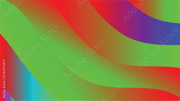 Fototapeta Dynamic Abstract Gradient Waves in Red, Green, and Blue with Vibrant Color Flow Design Background