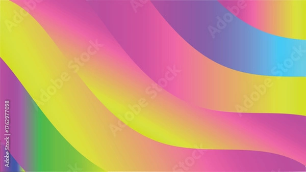 Fototapeta Vibrant Abstract Gradient Waves in Pink, Yellow, and Blue with Modern Fluid Design Background
