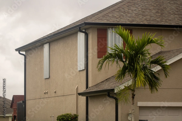 Obraz Shuttered homes before a hurricane