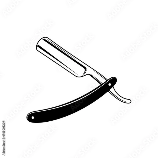 Fototapeta Straight Razor Icon – Classic Barber Shaving Blade and Grooming Tool Illustration