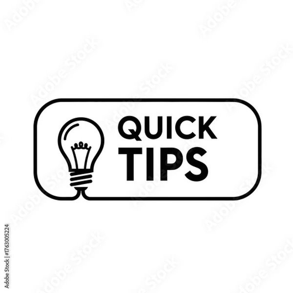 Fototapeta Quick Tips Icon – Light Bulb Idea and Knowledge Advice Symbol 