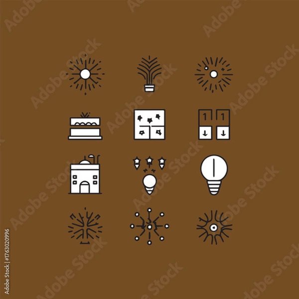 Fototapeta celebration set of icons for web