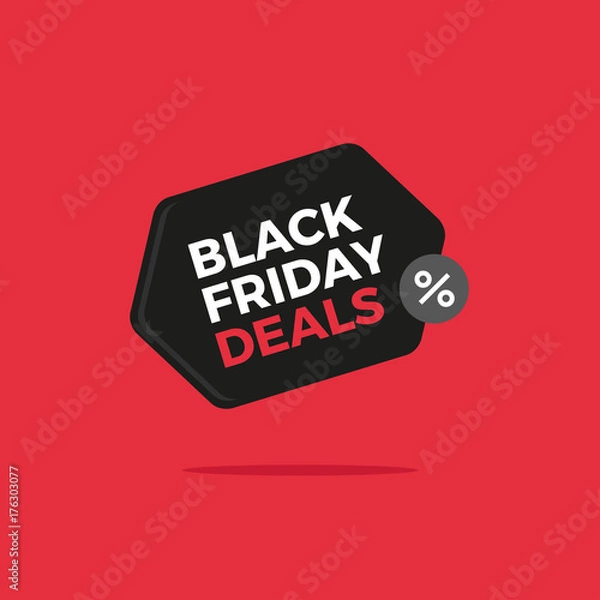 Fototapeta Black Friday flat design sale badge for e-commerce website and on-line shopping