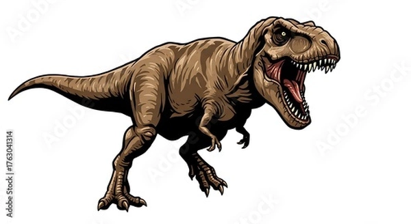 Obraz Tyrannosaurus Rex Dinosaur Roaring with Open Mouth and Sharp Teeth.