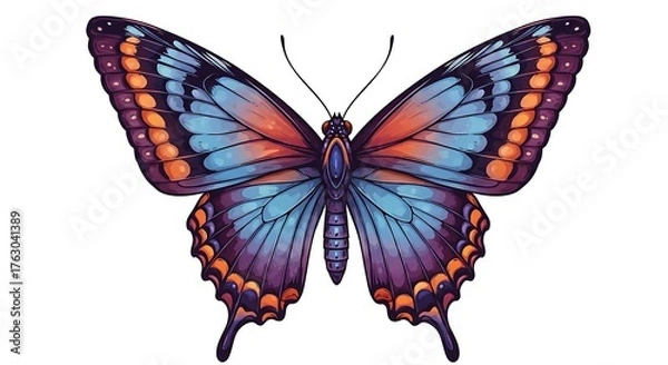 Obraz Vibrant Butterfly Illustration with Intricate Wing Patterns.