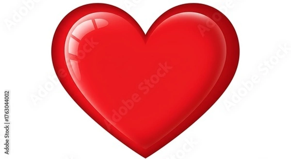 Obraz Vibrant Red Heart Symbolizing Love and Passion on a Clean White Background.