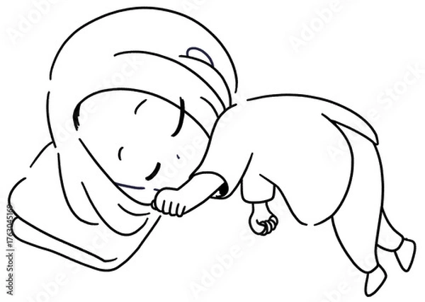 Obraz お昼寝する女性の線画