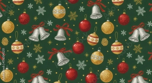 Obraz Seamless pattern with christmas balls illsutration