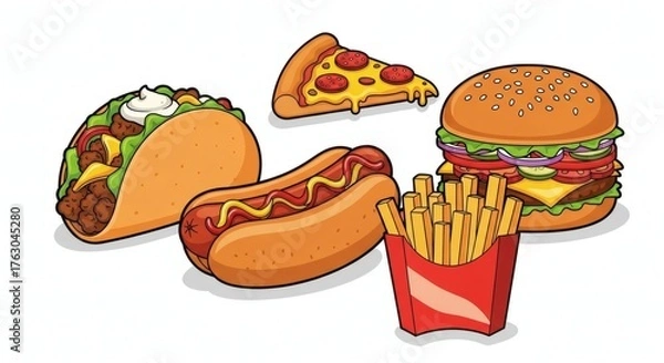 Obraz Fast food illustration