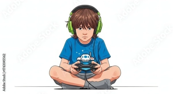 Obraz Boy playing video game