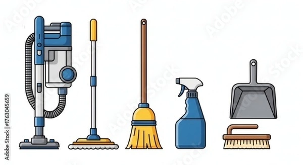 Obraz Cleaning tools isolated on white