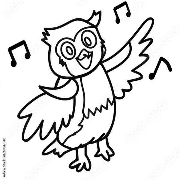 Obraz owl drawing line art coloring page bold design for kids mind relax activity.eps