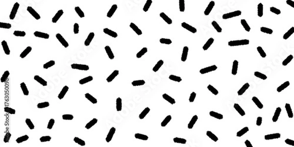 Obraz Scattered small dash pattern. Seamless black sprinkle vector background. 